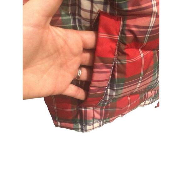 Lands’ End Womens Down Filled Vest Size M Red Plaid Preppy English Countryside - Picture 6 of 8